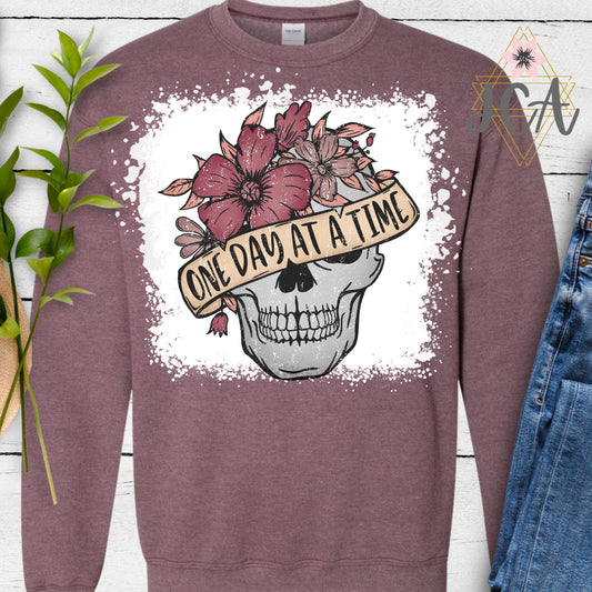 One Day At A Time Tee Bleached Crewneck