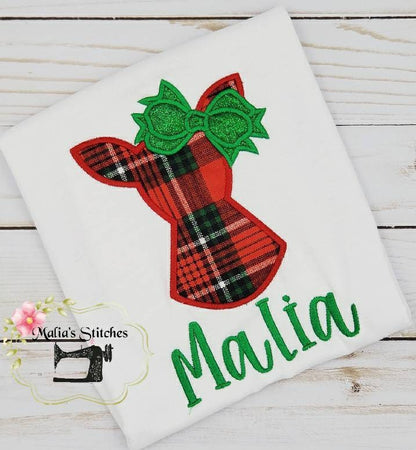 Girls Buffalo Plaid Reindeer Shirt