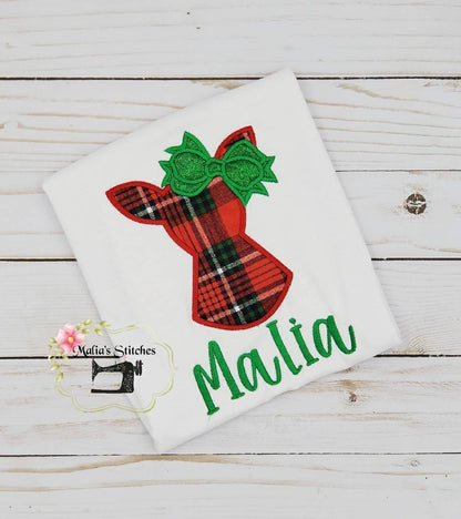 Girls Buffalo Plaid Reindeer Shirt