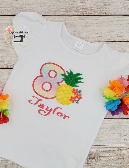 Hawaiian Pineapple Birthday Shirt