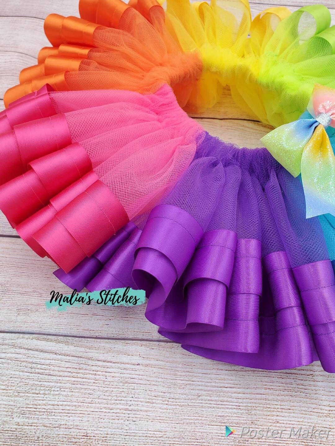 Bright Rainbow Tutu for Dance, Ballet, or Parties