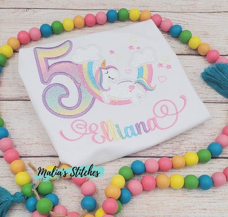 Rainbow Unicorn Birthday Shirt