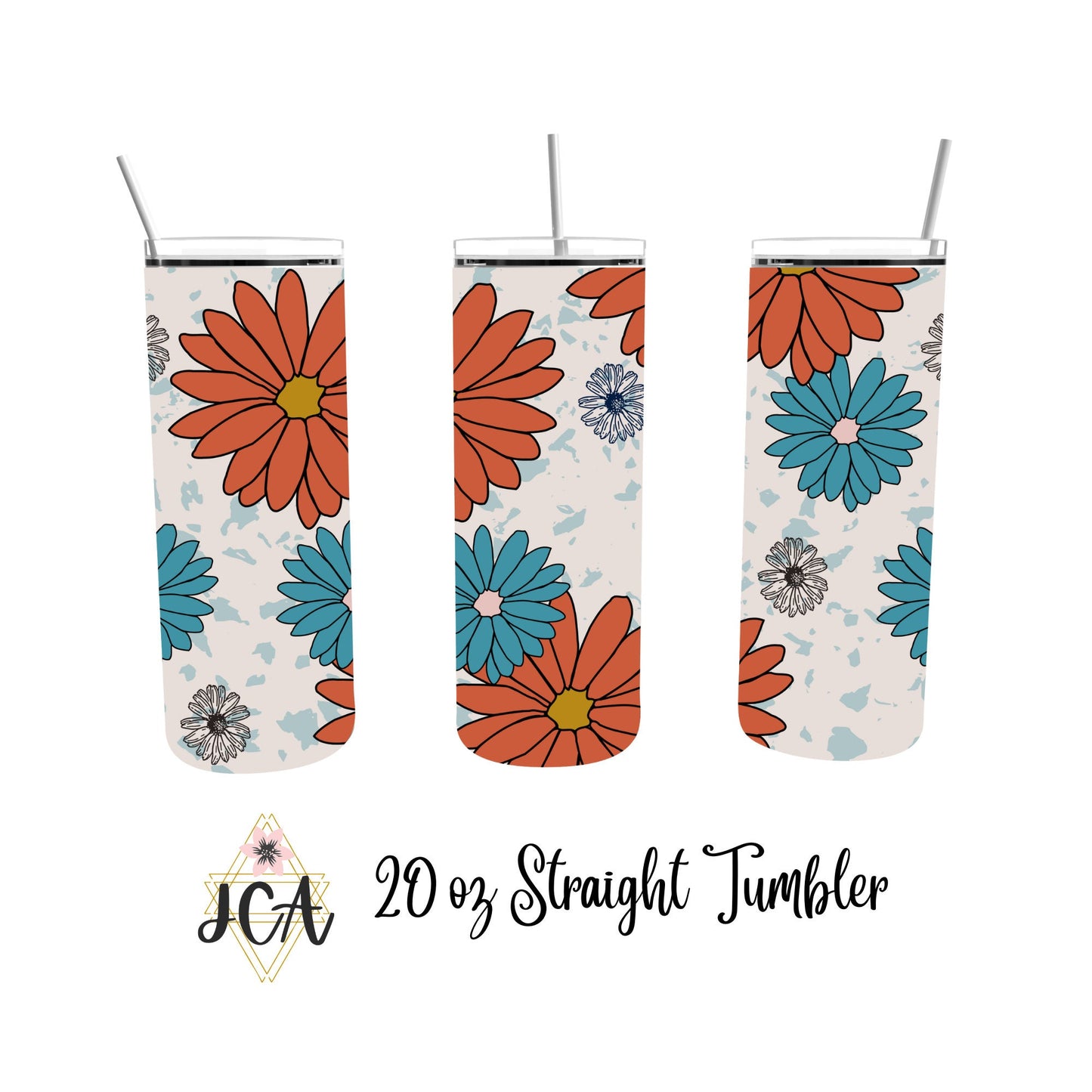 Boho Daisy 20oz Double Walled Tumbler with a Straw