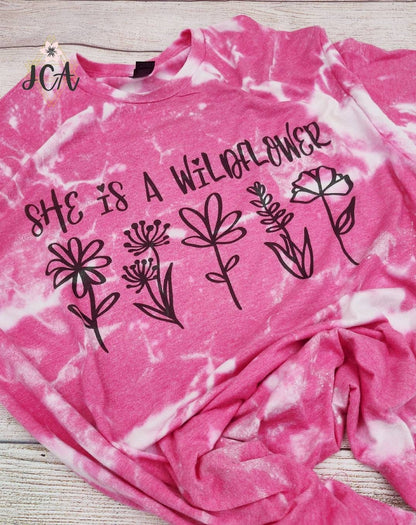 She Is A Wildflower Bleached Shirt