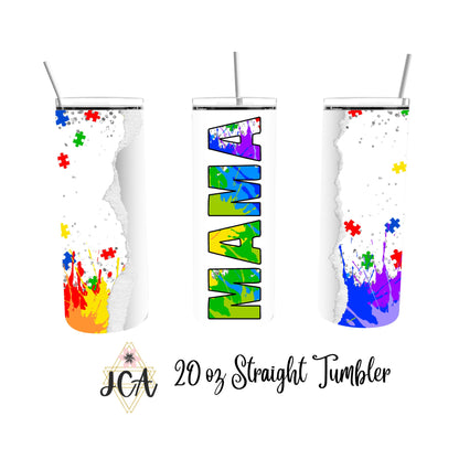 Autism Awareness MAMA 20oz Double Wall Tumbler with Straw