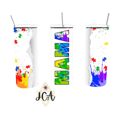 Autism Awareness MAMA 20oz Double Wall Tumbler with Straw