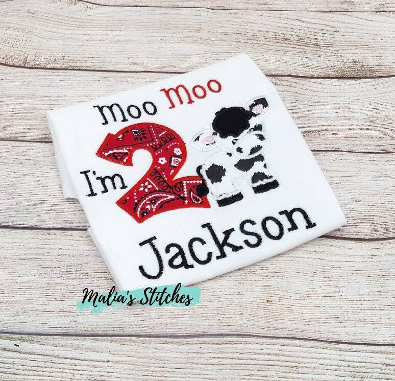 Moo Moo I'm Two Birthday Shirt