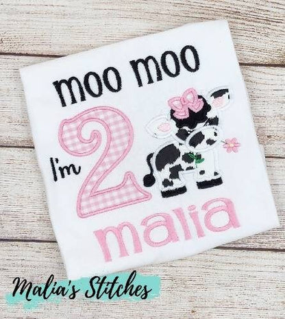 Moo Moo I'm Two Birthday Shirt