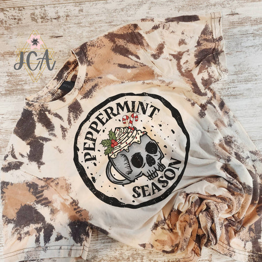 Peppermint Season Shirt With Cowhide Bleach Effect