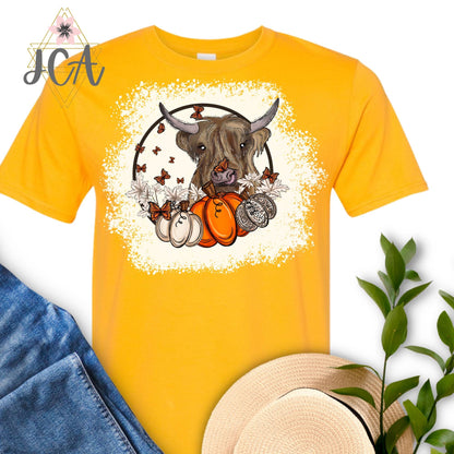 Fall Highland Cow Bleached Shirt