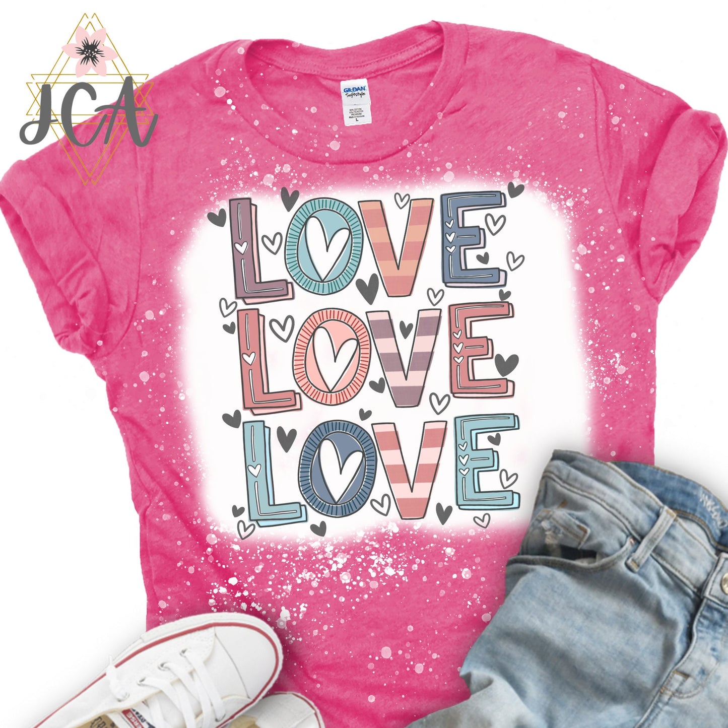 Love Valentine's Day Bleached Shirt