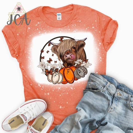 Fall Highland Cow Bleached Shirt