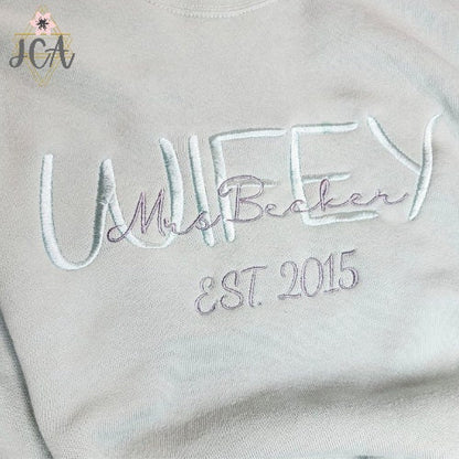 Wifey Custom Embroidered Crewneck